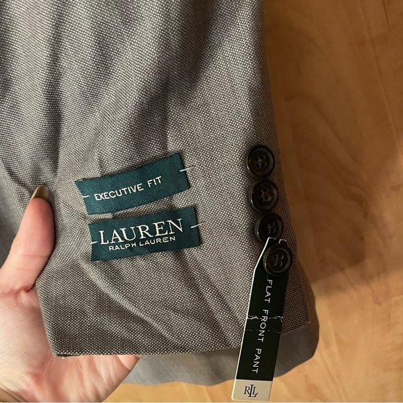Nwt Lauren by Ralph Lauren Taupe Classic Fit Suit Top and Pants Gray Color - Picture 5 of 10